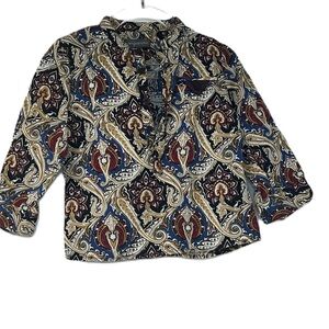 NWOT pompomme multicolor long sleeve button top size 3